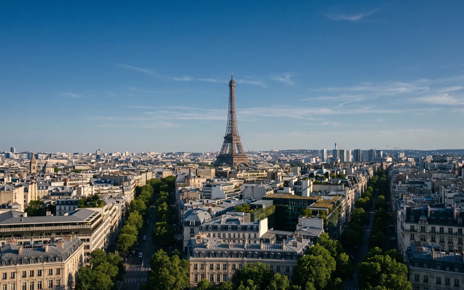 The France skyline in clear daytime light